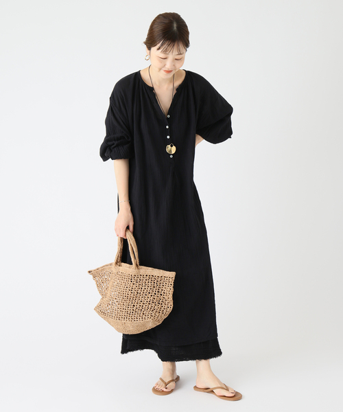 plage（プラージュ）の「【LES ATELIERS FRANCAIS DE CONFECTION】SP GATHER ワンピース（ワンピース・レディース・ブラウン/ブラック・38/36）」の3枚目の写真