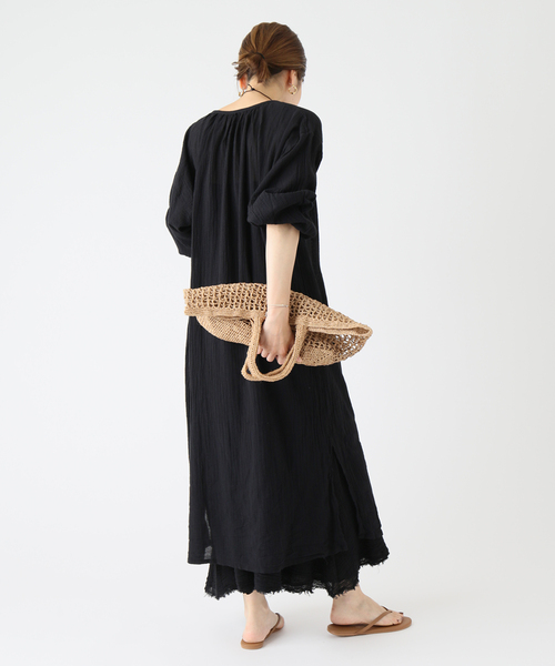 plage（プラージュ）の「【LES ATELIERS FRANCAIS DE CONFECTION】SP GATHER ワンピース（ワンピース・レディース・ブラウン/ブラック・38/36）」の9枚目の写真