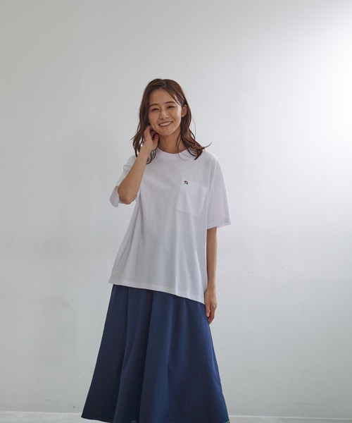 Arnold Palmer（アーノルドパーマー）の「STAY FRESH ワンポイント シェア ビッグ Tシャツ（Tシャツ/カットソー・レディース・ホワイト/ネイビー/グリーン/クリーム・LL/S/M/L）」の2枚目の写真