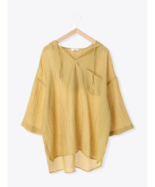 Samansa Mos2 blue（サマンサモスモスブルー）の「◎フード付キーネックブラウス（シャツ/ブラウス・レディース・ブラック/イエロー/キナリ・ﾌﾘ-）」の4枚目の写真