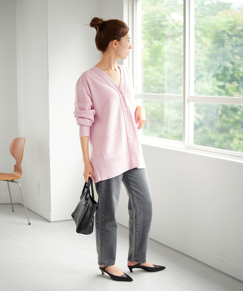 FRAMeWORK（フレームワーク）の「コットンカシミヤスムースカーディガン（カーディガン/ボレロ・レディース・チャコールグレー/ブラック/ベージュ/ピンク・FREE）」の10枚目の写真