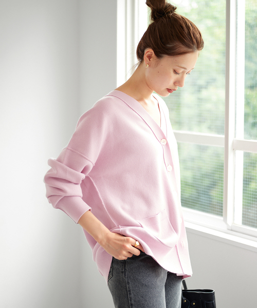 FRAMeWORK（フレームワーク）の「コットンカシミヤスムースカーディガン（カーディガン/ボレロ・レディース・チャコールグレー/ブラック/ベージュ/ピンク・FREE）」の12枚目の写真