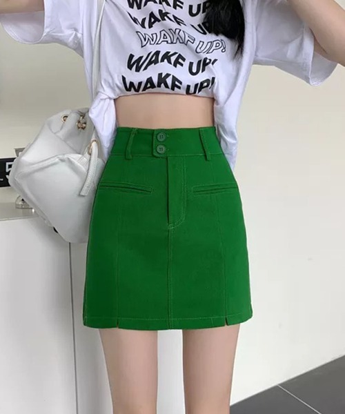 Auntie Rosa（アンティローザ）の「グリーンデニムミニスカート（デニムスカート・レディース・グリーン・FREE）」の5枚目の写真