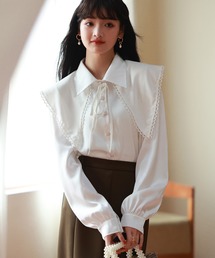 SAISON DE PAPILLON | 付け襟2Wayビッグカラーブラウス(シャツ/ブラウス)