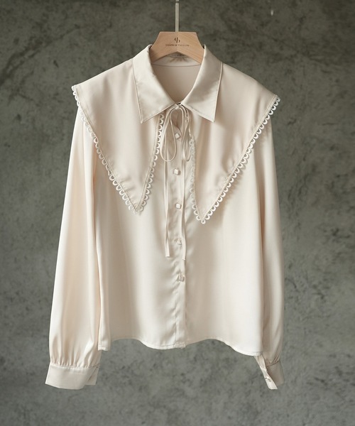 SAISON DE PAPILLON（セゾンドパピヨン）の「付け襟2Wayビッグカラーブラウス（シャツ/ブラウス・レディース・ホワイト/ベージュ/ブラック・L/M）」の16枚目の写真
