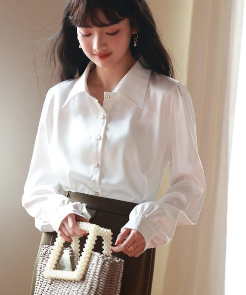 SAISON DE PAPILLON（セゾンドパピヨン）の「付け襟2Wayビッグカラーブラウス（シャツ/ブラウス・レディース・ホワイト/ベージュ/ブラック・L/M）」の20枚目の写真