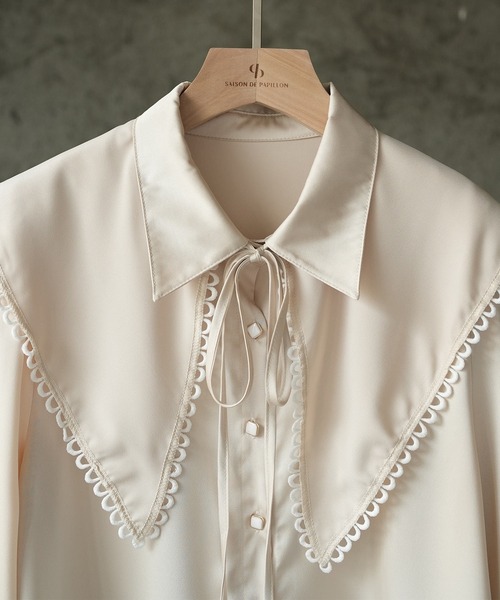 SAISON DE PAPILLON（セゾンドパピヨン）の「付け襟2Wayビッグカラーブラウス（シャツ/ブラウス・レディース・ホワイト/ベージュ/ブラック・L/M）」の8枚目の写真