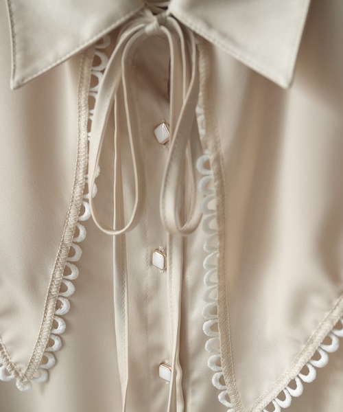 SAISON DE PAPILLON（セゾンドパピヨン）の「付け襟2Wayビッグカラーブラウス（シャツ/ブラウス・レディース・ホワイト/ベージュ/ブラック・L/M）」の9枚目の写真