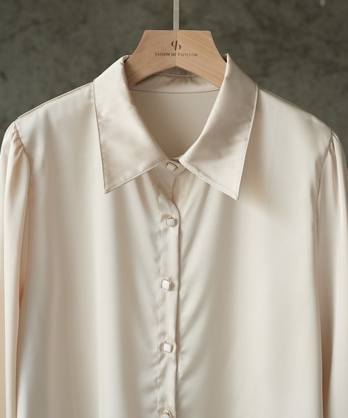 SAISON DE PAPILLON（セゾンドパピヨン）の「付け襟2Wayビッグカラーブラウス（シャツ/ブラウス・レディース・ホワイト/ベージュ/ブラック・L/M）」の12枚目の写真