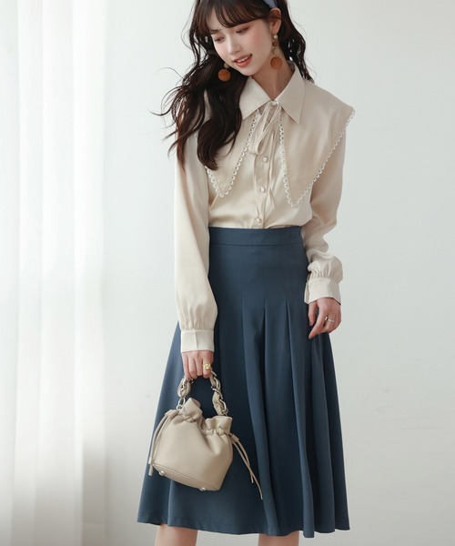 SAISON DE PAPILLON（セゾンドパピヨン）の「付け襟2Wayビッグカラーブラウス（シャツ/ブラウス・レディース・ホワイト/ベージュ/ブラック・L/M）」の5枚目の写真