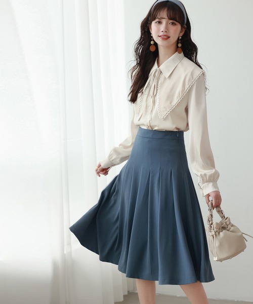 SAISON DE PAPILLON（セゾンドパピヨン）の「付け襟2Wayビッグカラーブラウス（シャツ/ブラウス・レディース・ホワイト/ベージュ/ブラック・L/M）」の6枚目の写真