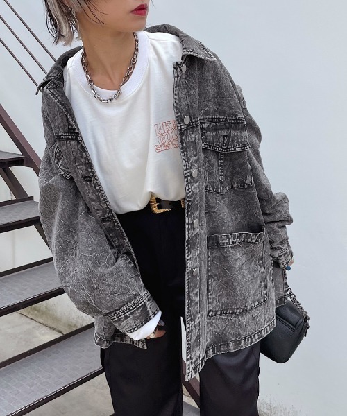 PAGEBOY（ページボーイ）の「レトロシャツGジャン（デニムジャケット・レディース・インディゴブルー/ブラック系その他/ブルー系その他・FREE）」の4枚目の写真