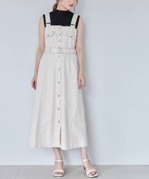 【ZOZO限定】ウエストベルト付きフレアジャンパースカート