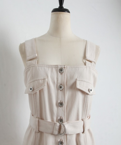 tocco closet（トッコ　クローゼット）の「【ZOZO限定】ウエストベルト付きフレアジャンパースカート（ジャンパースカート・レディース・インディゴブルー/アイボリー・M）」の10枚目の写真