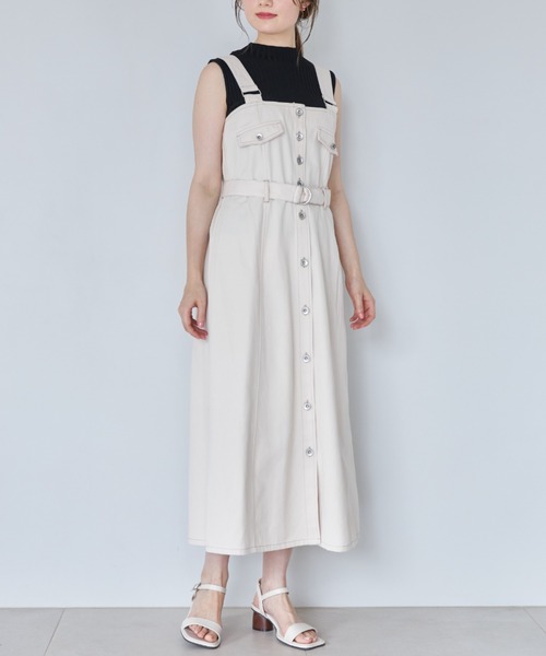 tocco closet（トッコ　クローゼット）の「【ZOZO限定】ウエストベルト付きフレアジャンパースカート（ジャンパースカート・レディース・インディゴブルー/アイボリー・M）」の16枚目の写真