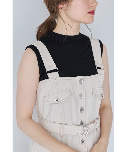 tocco closet（トッコ　クローゼット）の「【ZOZO限定】ウエストベルト付きフレアジャンパースカート（ジャンパースカート・レディース・インディゴブルー/アイボリー・M）」の11枚目の写真