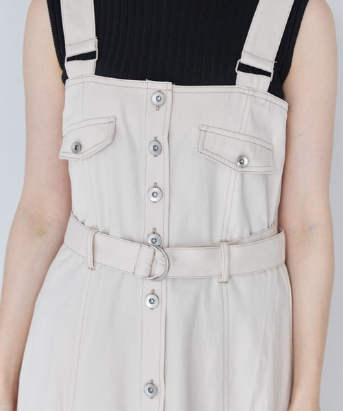 tocco closet（トッコ　クローゼット）の「【ZOZO限定】ウエストベルト付きフレアジャンパースカート（ジャンパースカート・レディース・インディゴブルー/アイボリー・M）」の20枚目の写真