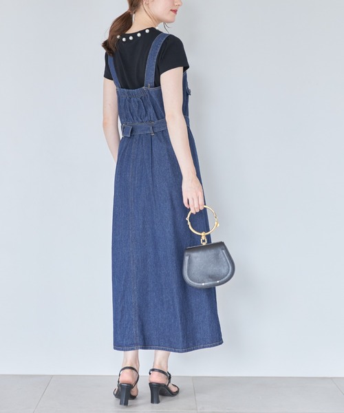 tocco closet（トッコ　クローゼット）の「【ZOZO限定】ウエストベルト付きフレアジャンパースカート（ジャンパースカート・レディース・インディゴブルー/アイボリー・M）」の13枚目の写真