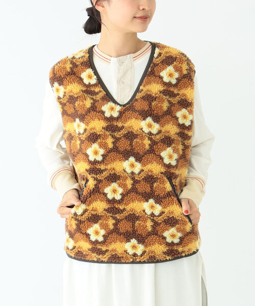 BEAMS BOY（ビームスボーイ）の「BEAMS BOY / ボーイ ジャカード プルオーバー ベスト（ベスト・レディース・ブラウン/オレンジ・FREE）」の4枚目の写真