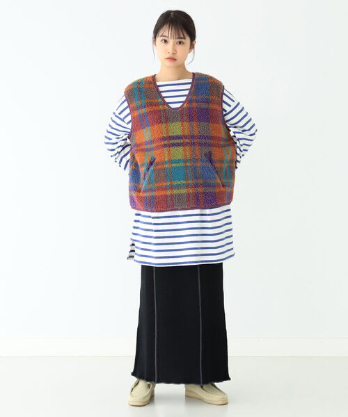 BEAMS BOY（ビームスボーイ）の「BEAMS BOY / ボーイ ジャカード プルオーバー ベスト（ベスト・レディース・ブラウン/オレンジ・FREE）」の17枚目の写真