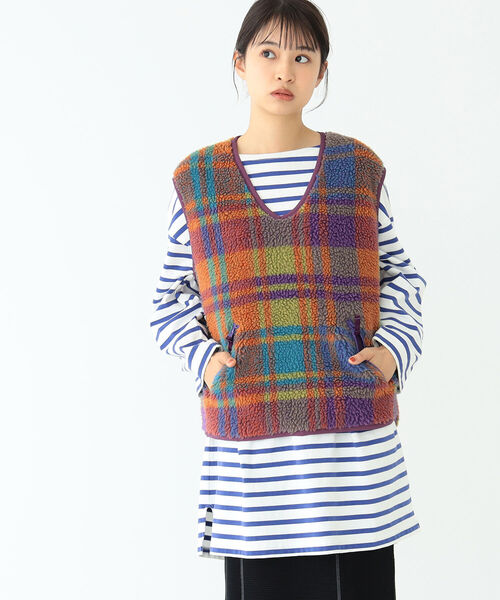 BEAMS BOY（ビームスボーイ）の「BEAMS BOY / ボーイ ジャカード プルオーバー ベスト（ベスト・レディース・ブラウン/オレンジ・FREE）」の5枚目の写真