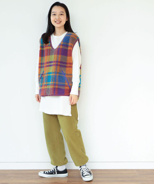 BEAMS BOY（ビームスボーイ）の「BEAMS BOY / ボーイ ジャカード プルオーバー ベスト（ベスト・レディース・ブラウン/オレンジ・FREE）」の13枚目の写真