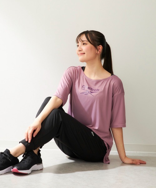 セール】【Reebok:リーボック】レディース5分袖Tシャツ付き2点セット