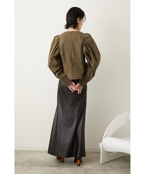 LA PEAU DE GEM（ラポドゥジェム）の「【LA PEAU DE GEM】バイアスマーメイドロングスカート（スカート・レディース・ブラック/カーキ・FREE）」の9枚目の写真