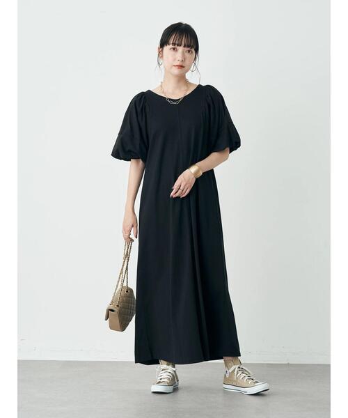 袖バルーンカットソーワンピース