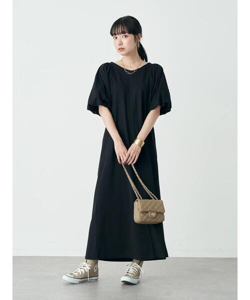 袖バルーンカットソーワンピース