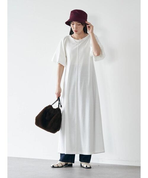 袖バルーンカットソーワンピース