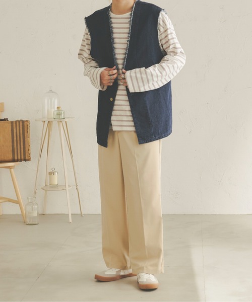 Ambre Neige（アンブルネージュ）の「【ユニセックス】ストレートパンツ／WEB/EC限定商品（その他パンツ・レディース・ベージュ/アイボリー・MEDIUM/LARGE）」の3枚目の写真