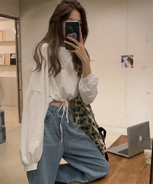 EPICKS（エピックス）の「ショート丈ドルマンスリーブロンT（Tシャツ/カットソー・レディース・ホワイト/ブラック/グレー・M/L）」の5枚目の写真