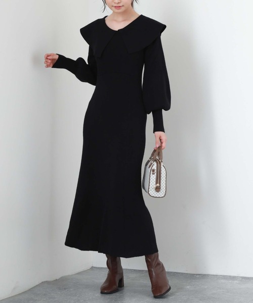 archives（アルシーヴ）の「ビッグカラーニットワンピース（ワンピース・レディース・アイボリー/ブルー/ブラック・MEDIUM）」の21枚目の写真