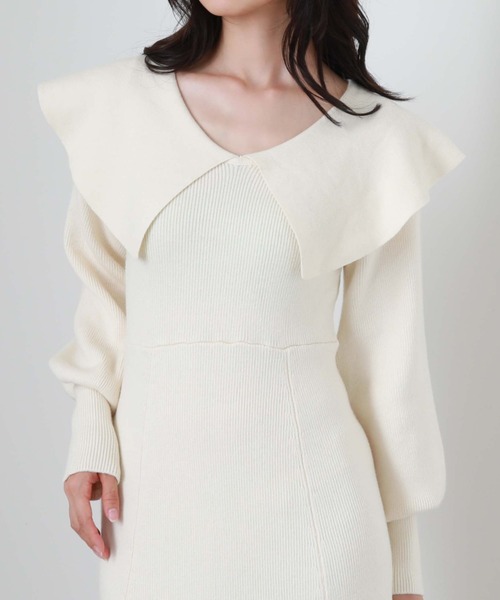 archives（アルシーヴ）の「ビッグカラーニットワンピース（ワンピース・レディース・アイボリー/ブルー/ブラック・MEDIUM）」の19枚目の写真