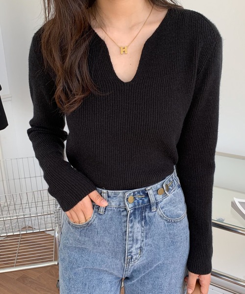 ABITOKYO(アビトーキョー)の「キーネックリブニットプルオーバー(ニット/セーター・レディース・ベージュ/ブラック/ブラウン/アイボリー・FREE)」の17枚目の写真