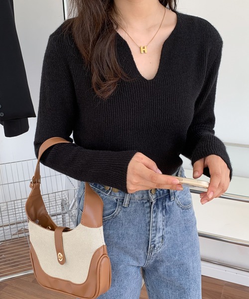 ABITOKYO(アビトーキョー)の「キーネックリブニットプルオーバー(ニット/セーター・レディース・ベージュ/ブラック/ブラウン/アイボリー・FREE)」の20枚目の写真