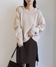 ビッグカラーミックス編みニット