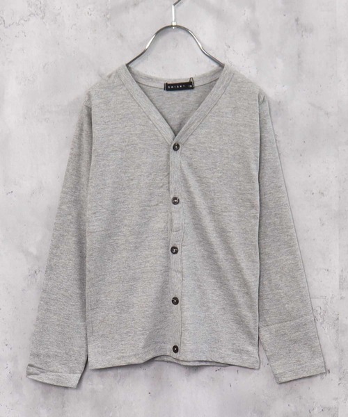 THE CASUAL（カジュアル）の「無地カーディガン（カーディガン/ボレロ・キッズ・チャコール/カーキ/ミント/ラベンダー/杢グレー/ダークグリーン/ベージュ/ネイビー/ブラウン/ブラック・110cm/120cm/130cm/140cm/150cm/160cm）」の2枚目の写真