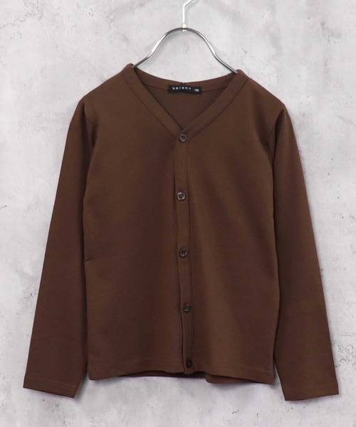 THE CASUAL（カジュアル）の「無地カーディガン（カーディガン/ボレロ・キッズ・チャコール/カーキ/ミント/ラベンダー/杢グレー/ダークグリーン/ベージュ/ネイビー/ブラウン/ブラック・110cm/120cm/130cm/140cm/150cm/160cm）」の4枚目の写真