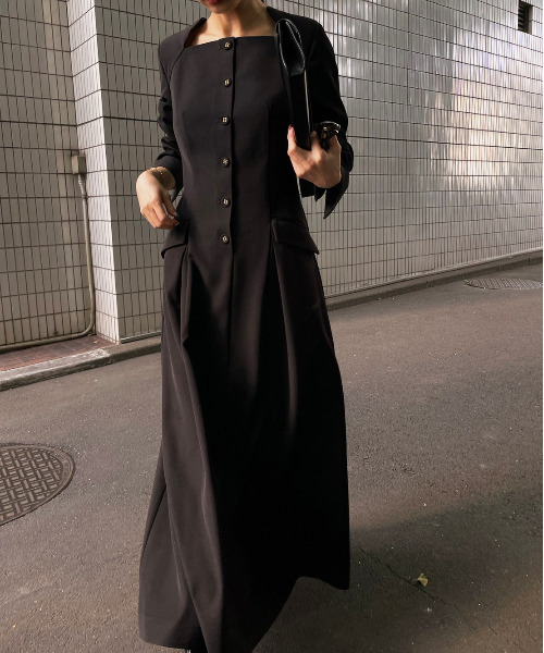 プロフ必読お願いします*　超美品　アメリ AMERI ドレス 黒 無地 Ameri（アメリ）の「COLORFUL ELEGANT DRESS（ワンピース）」 - WEAR