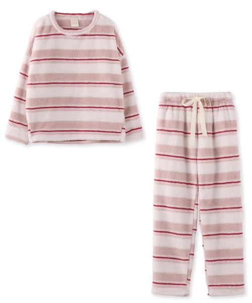 fran de lingerie（フランデランジェリー）の「もこもこ フリースかぶり上下セット レディース パジャマ ふわふわ 部屋着 かわいい あったか（ルームウェア/パジャマ・レディース・グレイッシュベージュ/オフホワイト/ライトブラウン/ワインレッド/コーラルピンク/ホワイト/ライトグレー/ダークブルー/オレンジ/モカ・S-M/M-L）」の15枚目の写真