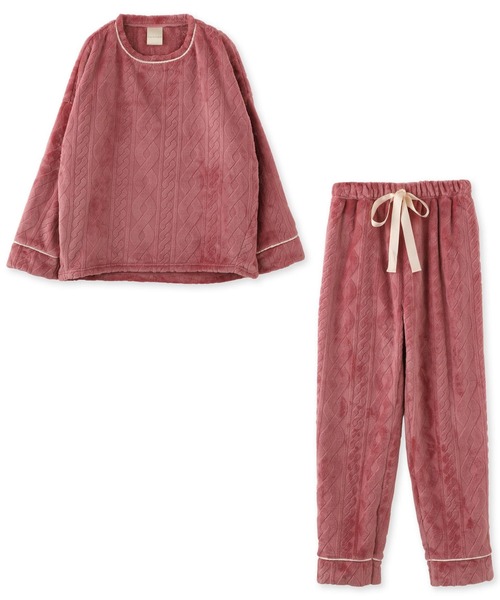 fran de lingerie（フランデランジェリー）の「もこもこ フリースかぶり上下セット レディース パジャマ ふわふわ 部屋着 かわいい あったか（ルームウェア/パジャマ・レディース・グレイッシュベージュ/オフホワイト/ライトブラウン/ワインレッド/コーラルピンク/ホワイト/ライトグレー/ダークブルー/オレンジ/モカ・S-M/M-L）」の11枚目の写真