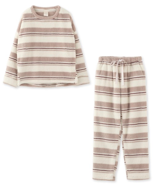 fran de lingerie（フランデランジェリー）の「もこもこ フリースかぶり上下セット レディース パジャマ ふわふわ 部屋着 かわいい あったか（ルームウェア/パジャマ・レディース・グレイッシュベージュ/オフホワイト/ライトブラウン/ワインレッド/コーラルピンク/ホワイト/ライトグレー/ダークブルー/オレンジ/モカ・S-M/M-L）」の16枚目の写真