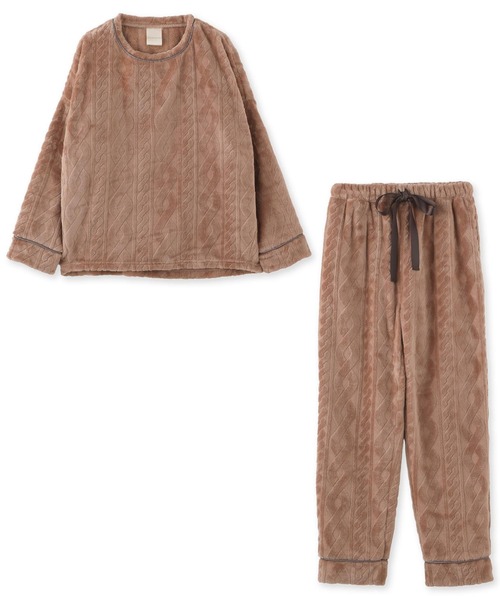 fran de lingerie（フランデランジェリー）の「もこもこ フリースかぶり上下セット レディース パジャマ ふわふわ 部屋着 かわいい あったか（ルームウェア/パジャマ・レディース・グレイッシュベージュ/オフホワイト/ライトブラウン/ワインレッド/コーラルピンク/ホワイト/ライトグレー/ダークブルー/オレンジ/モカ・S-M/M-L）」の12枚目の写真