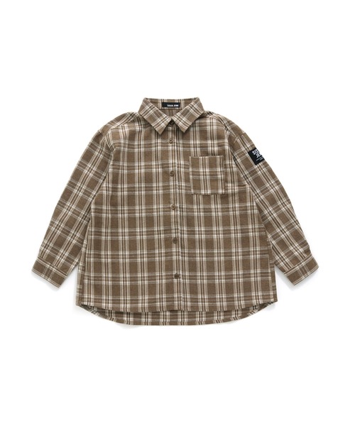 起毛チェックロングシャツ