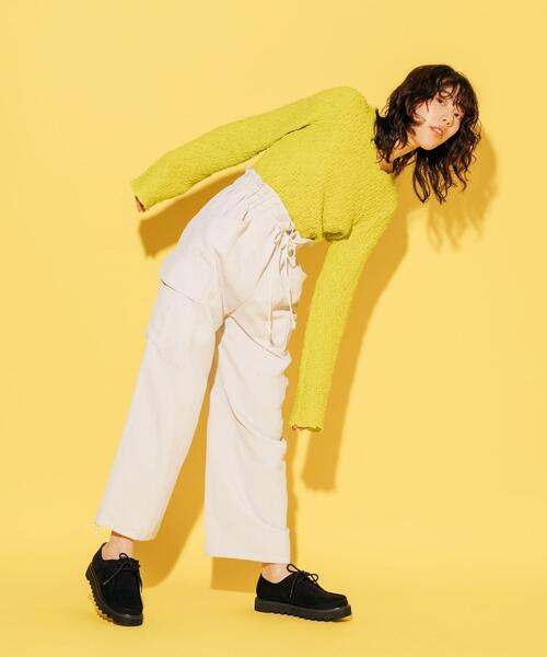 CITEN(シテン)の「<CITEN>クリンプ トップス(Tシャツ/カットソー・レディース・オフホワイト/ブラック/ライム・FREE)」の5枚目の写真