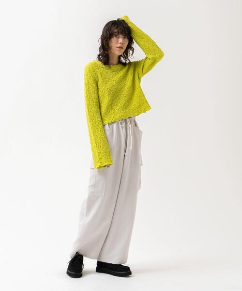 CITEN(シテン)の「<CITEN>クリンプ トップス(Tシャツ/カットソー・レディース・オフホワイト/ブラック/ライム・FREE)」の7枚目の写真