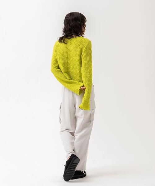 CITEN(シテン)の「<CITEN>クリンプ トップス(Tシャツ/カットソー・レディース・オフホワイト/ブラック/ライム・FREE)」の9枚目の写真