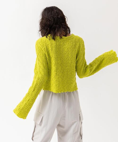 CITEN(シテン)の「<CITEN>クリンプ トップス(Tシャツ/カットソー・レディース・オフホワイト/ブラック/ライム・FREE)」の11枚目の写真